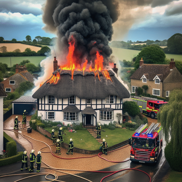 Photos show house roof destroyed by fire in West Sussex village as emergency services attend incident - SussexWorld